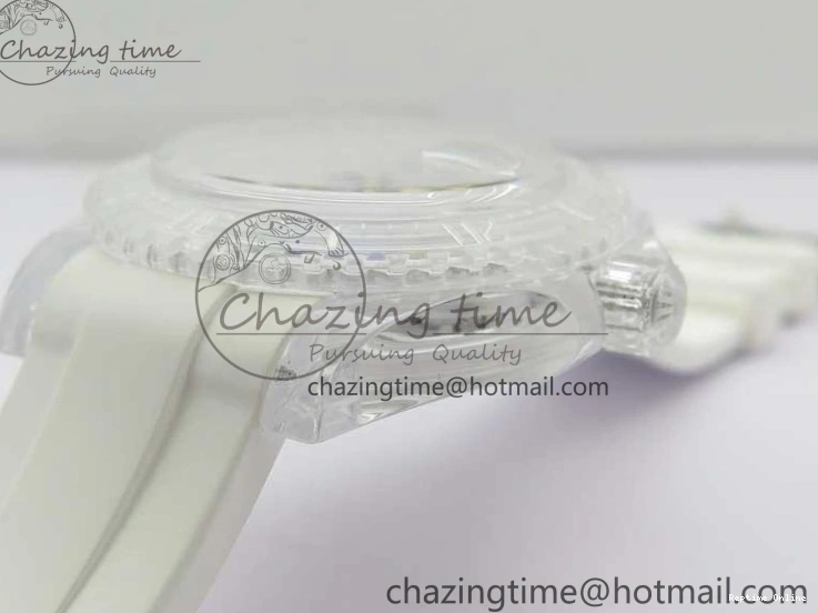 0518 Affordable Submariner Phantomlab Transparent KZF Best Edition Blue Space Dial on White Rubber Strap VR 2566